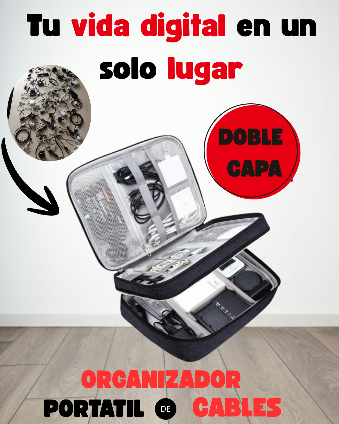 ORGANIZADOR DE CABLES DOBLE CAPA